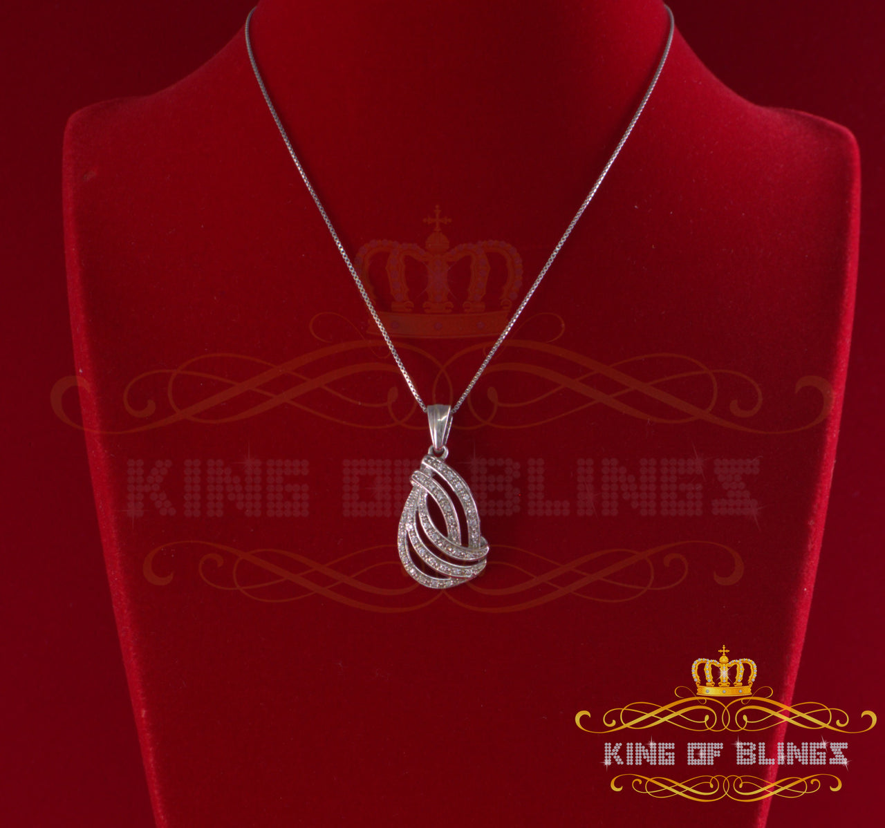 King Of Bling's Beautiful White 925 Silver Pendant Charming FASHION Shape 0.28ct Cubic Zirconia