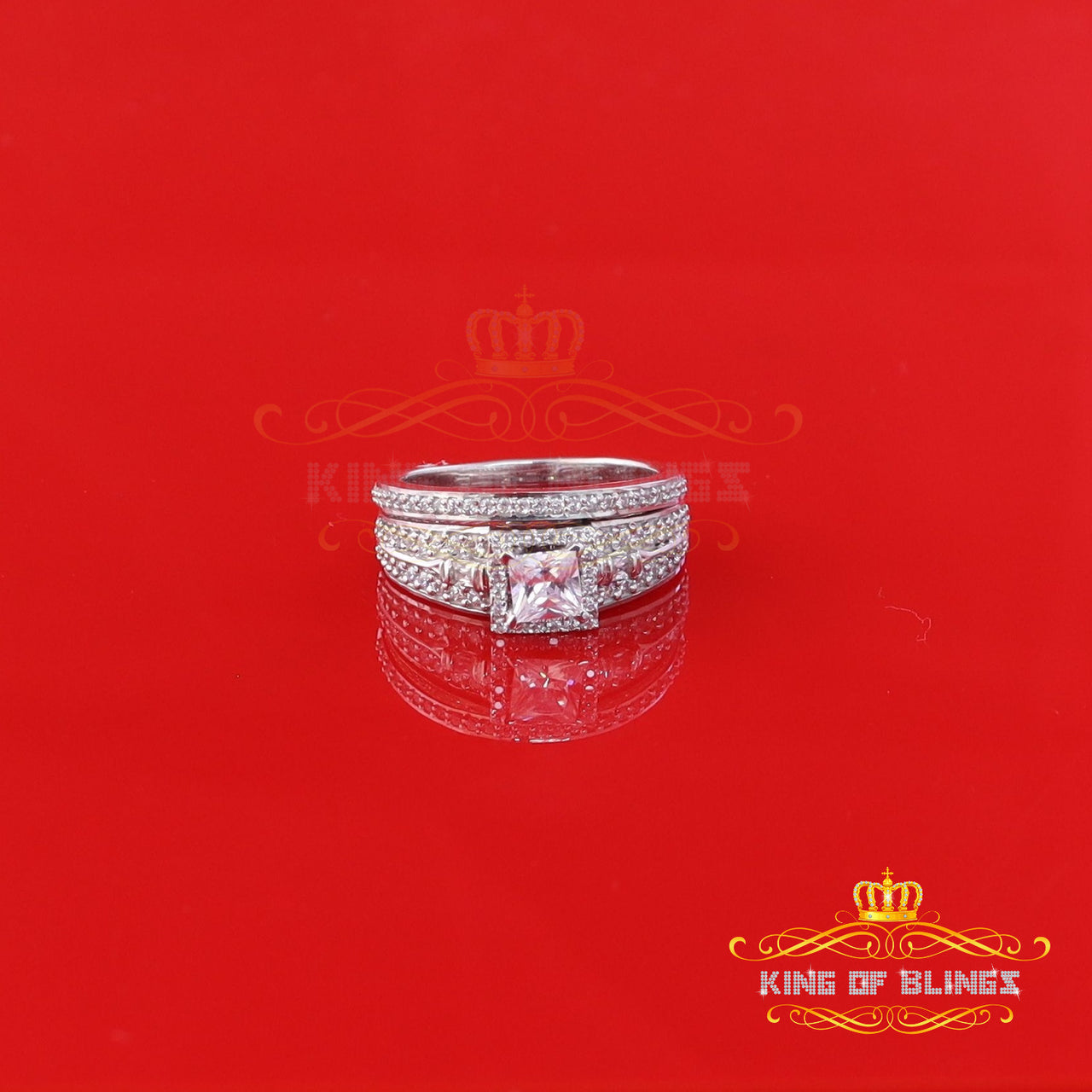 White Sterling Silver Square Cubic Zirconia 1.11ct Womens Fashion Ring Size 7