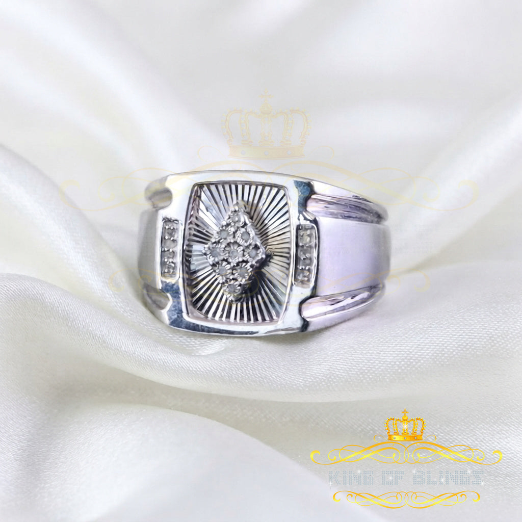King Of Bling's 0.05ct Diamond 925 Sterling Silver Round Fancy Cut White Rings SZ 10.5 For Men's KING OF BLINGS