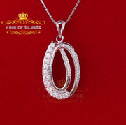 King Of Bling's White Sterling Silver FASHION Shape Pendant with1.32ct Cubic Zirconia Stone KING OF BLINGS