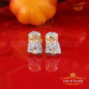 King of Blings-0.25ct Diamond 925 Sterling Silver Yellow for Men's & Women Stud Jesus Earrings King of Blings