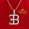 925 Yellow Sterling Silver Numeric EB Letter Pendant with 3.78ct Cubic Zirconia KING OF BLINGS