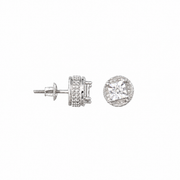 King Of Bling's 0.10ct Diamond 925 Sterling Silver White For Men's/Women's Stud Round Earrings KING OF BLINGS