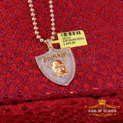 King Of Bling's RIDER SHIELD Charm Real 0.33ct Diamond Sterling Silver Necklace Yellow Pendant KING OF BLINGS