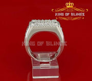 King Of Bling'sWhite Silver 4.90ct Cubic Zirconia Square Men's Adjustable Ring SZ From 9 to 11 KING OF BLINGS