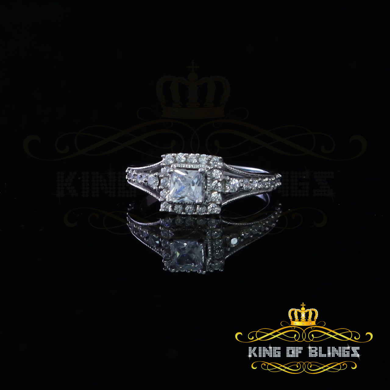 King Of Bling's2.00ct Cubic Zirconia Sterling White Silver Round Engagement Womens Ring Size 7