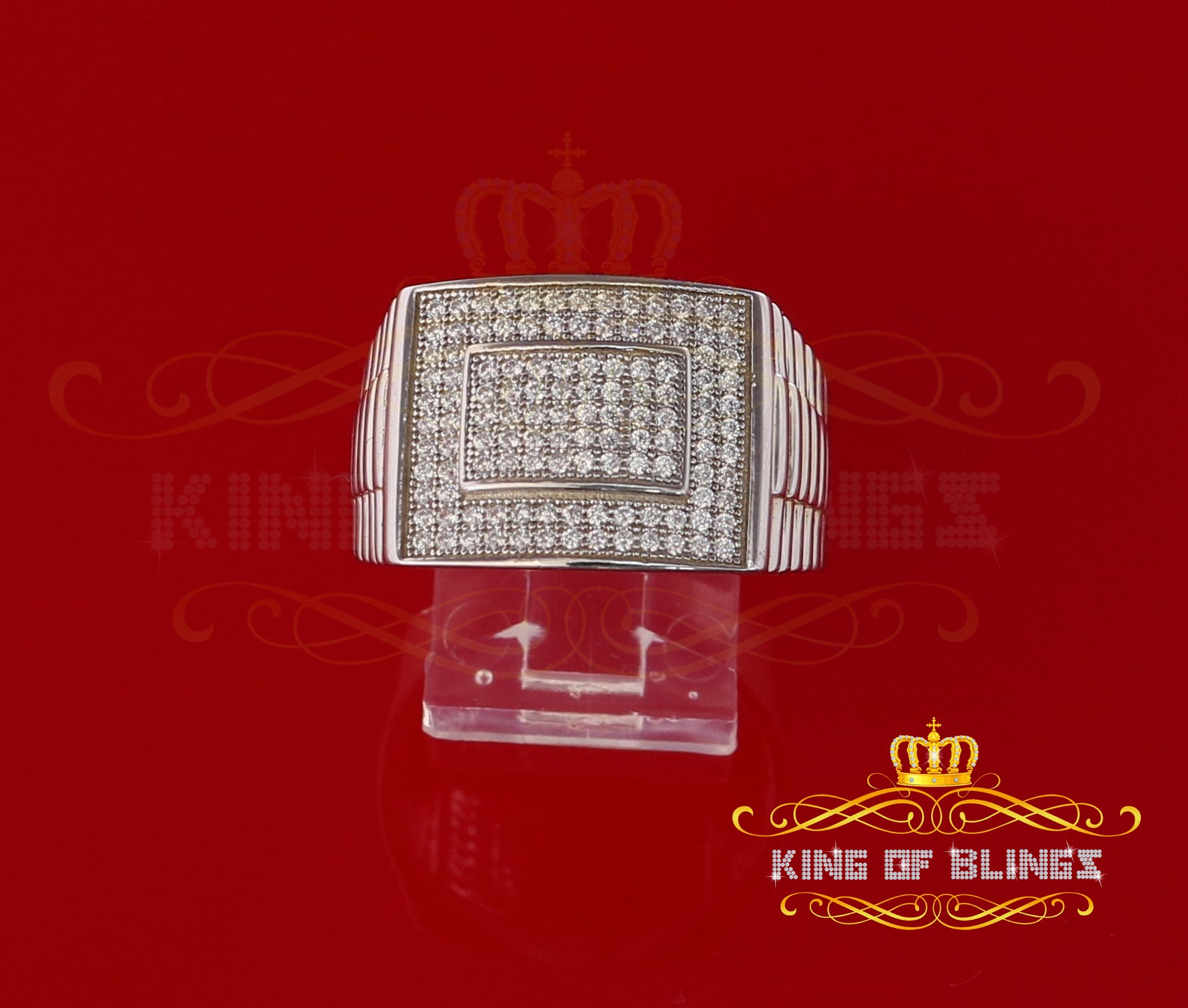 925 Sterling White Silver Square 1.20ct Cubic Zirconia Men's Ring Big Size10 KING OF BLINGS