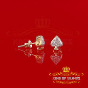 King of Blings-925 Sterling Silver Yellow 0.05ct Diamond For Women's & Men's Stud Heart Earring KING OF BLINGS