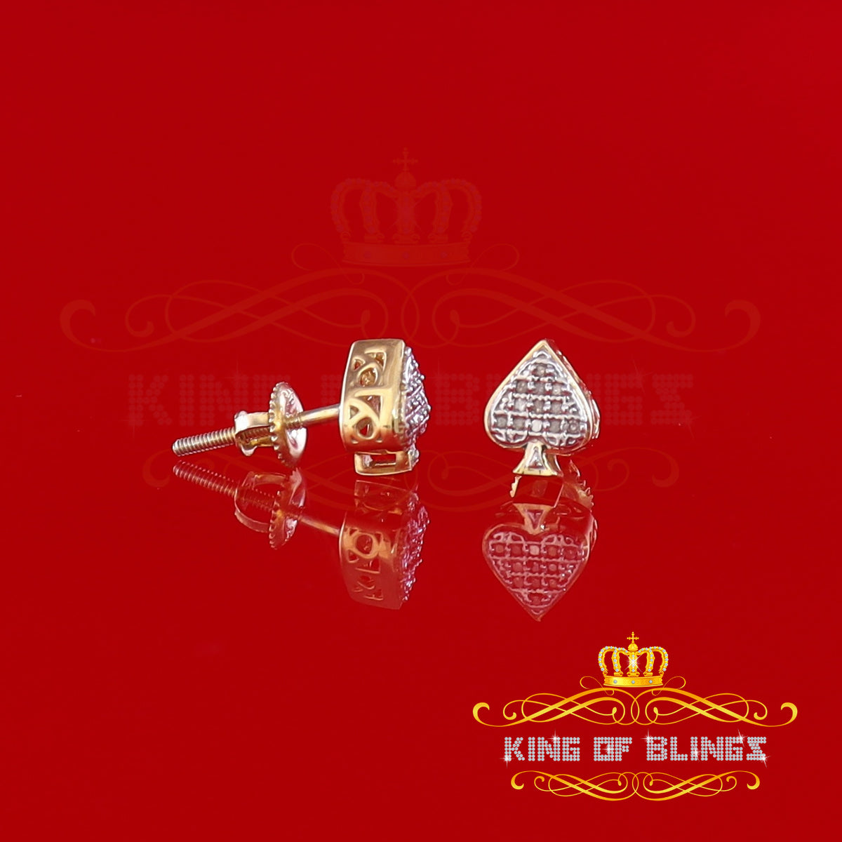 King of Blings-925 Sterling Silver Yellow 0.05ct Diamond For Women's & Men's Stud Heart Earring KING OF BLINGS