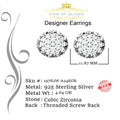 King of Blings- White 925 Sterling Silver 2.04ct Cubic Zirconia Women's & Men's Floral Earrings KING OF BLINGS