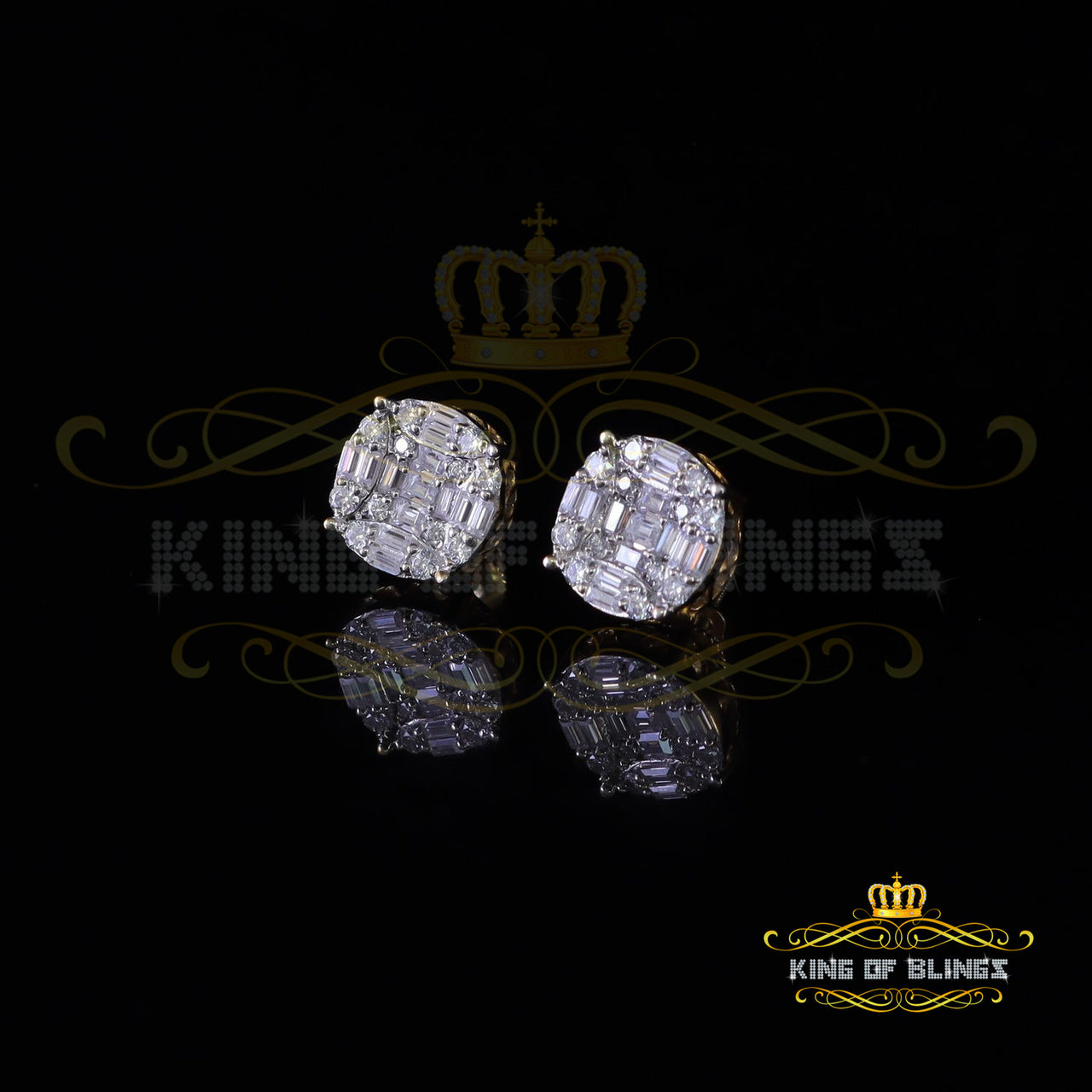 King Of Bling's Bugget Earrings 10k Real Yellow Gold 1.50ct Vvs 'D' Color Genuine Moissanite