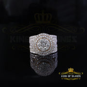 King of Bling's 4.00ct VVS 'D' Yellow Silver Moissanite Cluster Shape Stone Rings SZ 8 For Men's King of Blings