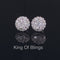 King of Blings- Aretes Para Hombre 925 White Silver 2.45ct Cubic Zirconia Round Women's Earring