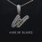 Yellow Cursive 3D Alphabet Shape 925 Sterling Silver Cubic Zirconia Pendant
