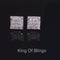 King of Blings- 925 White Sterling Silver 0.96ct Cubic Zirconia Women's & Men's Square Earrings