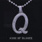Fancy White 925 Sterling Silver All ALPHABET Pendant with Cubic Zirconia Stone