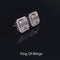 King of Blings- White 925 Silver 0.96ct Cubic Zirconia Women's Hip Hop Baugette Square Earrings