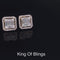 King of Bling's 925 Yellow Silver 0.96ct Cubic Zirconia Women's & Men's Hip Hop Square Earrings