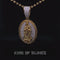 King Of Bling's 3D Silver VVS IF D Moissanite 5.00CT Oval Guadalupe Virgin Mary Yellow Pendant