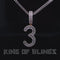 White 925 Sterling Silver Baguette Numeric '3 'Pendant 4.65ct Cubic Zirconia