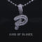 White Cursive 3D Alphabet Shape 925 Sterling Silver Cubic Zirconia Pendant