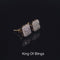 King of Bling's 0.98ct Cubic Zirconia 925 Yellow Silver Women's & Men's Hip Hop Square Earrings