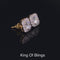 King of Bling's 3.8ct Cubic Zirconia 925 Yellow Silver Women's & Men's Hip Hop Square Earrings