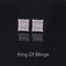 King of Blings- Hip Hop White 925 Silver 0.68ct Cubic Zirconia Women's & Men's Square Earrings