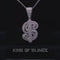 White 925 Sterling Silver Dollar Sign Pendant with 3.05ct Cubic Zirconia Stone