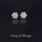 King of Blings- White 925 Sterling 1.96ct Cubic Zirconia Silver Women's Hip Hop Floral Earrings