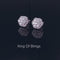 King of Blings- Aretes Para Hombre 925 White Silver Women's 1.22ct Cubic Zirconia Flower Earring