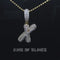 Yellow Cursive 3D Alphabet Shape 925 Sterling Silver Cubic Zirconia Pendant