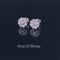 King of Blings- White 925 Sterling Silver 1.18ct Cubic Zirconia Women's Hip Hop Flower Earrings