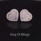King of Bling's HIp Hop Yellow Sterling Silver Women's & Men 1.44ct Cubic Zirconia Heart Earring