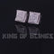 King of Blings- 925 Silver White Elegant 0.99ct Square Screw Back Cubic Zirconia Women's Earring