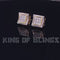 King of Bling's 925 Silver Yellow Elegant Square Screw Back 0.99ct Cubic Zirconia Women Earrings