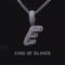 White Cursive 3D Alphabet Shape 925 Sterling Silver Cubic Zirconia Pendant