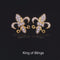 King of Bling's 925 Yellow Silver Women's Fleur de Lis Screw Back 0.36ct Cubic Zirconia Earrings