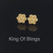 King of Bling's 4.12ct Cubic Zirconia 925 Yellow Silver Women's & Men's Hip Hop Flower Earrings