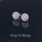 King of Blings- 925 White Silver 0.90ct Cubic Zirconia Women's & Men's Hip Hop Floral Earrings
