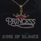 King Of Bling's 3ct Real Moissanite 925 Silver "PRINCESS" with Pink Enamel CROWN Yellow Pendant