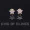 King of Bling's Hip Hop Yellow Silver Screw 0.22ct Cubic Zirconia Women's & Men's Star Earrings
