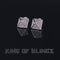 King of Blings- 925 White Sterling Silver Cubic Zirconia Women's & Men's Hip Hop Square Earring