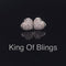King of Blings- Aretes Para Hombre 925 White Silver 0.71ct Cubic Zirconia Heart Women's Earrings
