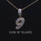 Yellow Cursive 3D Number 1 Sterling Silver Shape Pendant 4.75ct Cubic Zirconia